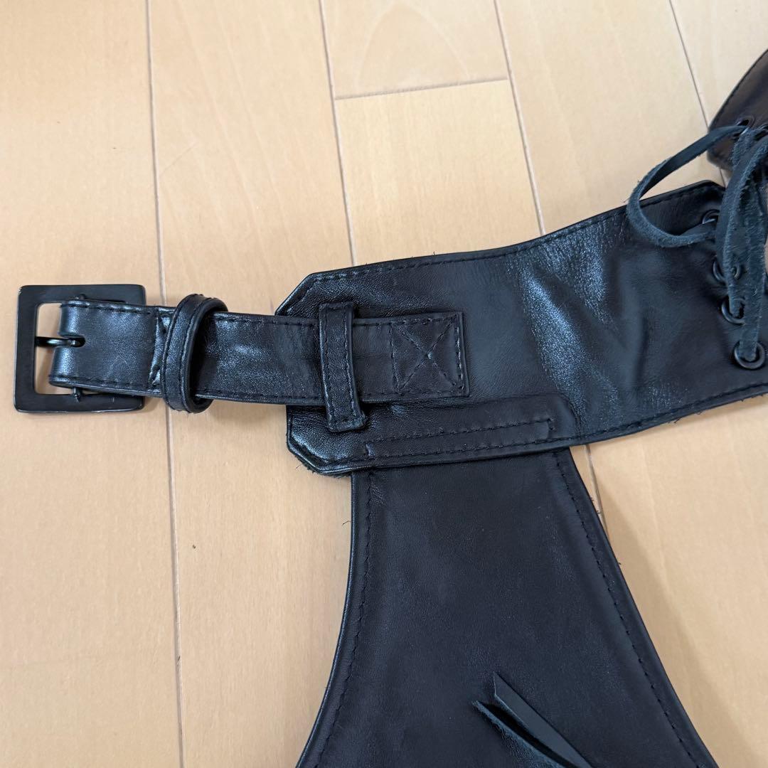 カドヤ KADOYAブラックレザーチャップス キルティング デザイン サイズ23