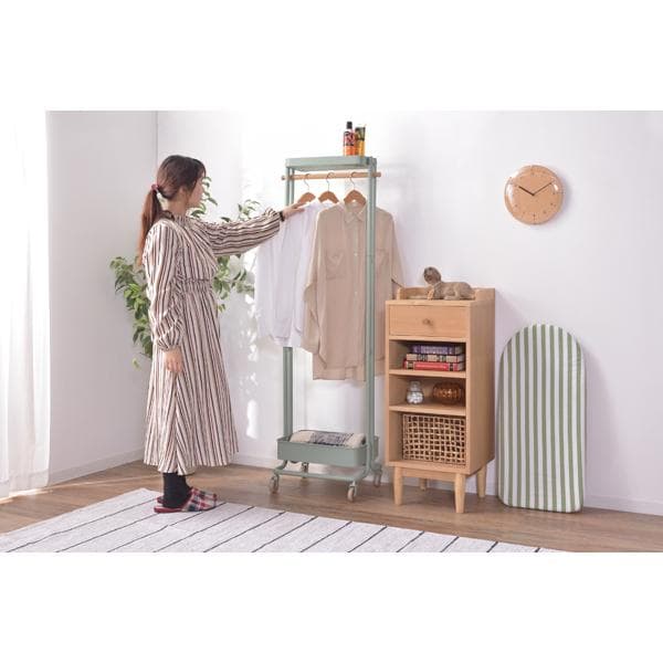 限定SALE！ハンガーラック 収納 棚付 おしゃれ かわいい グリーン