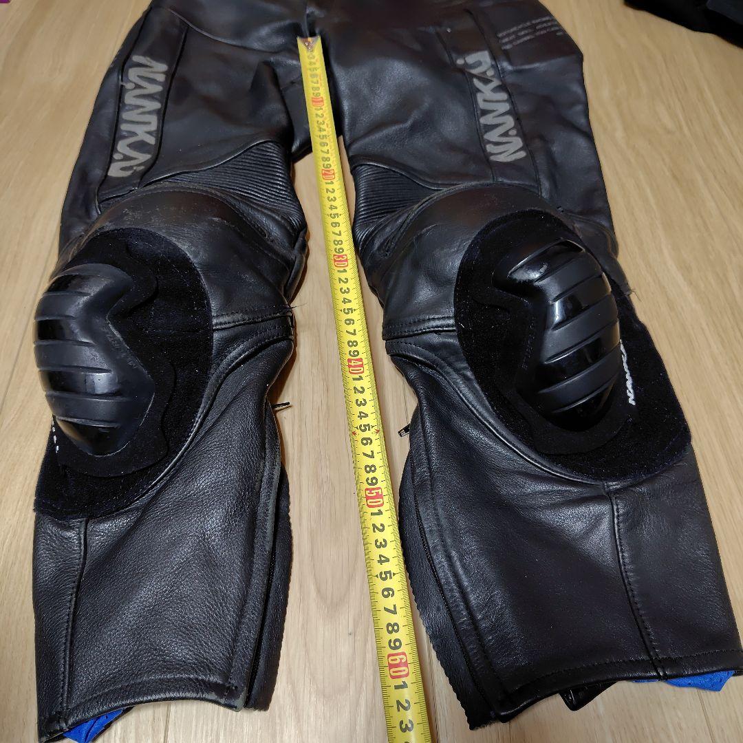 NANKAI 黒革バイクパンツ 膝プロテクター付き