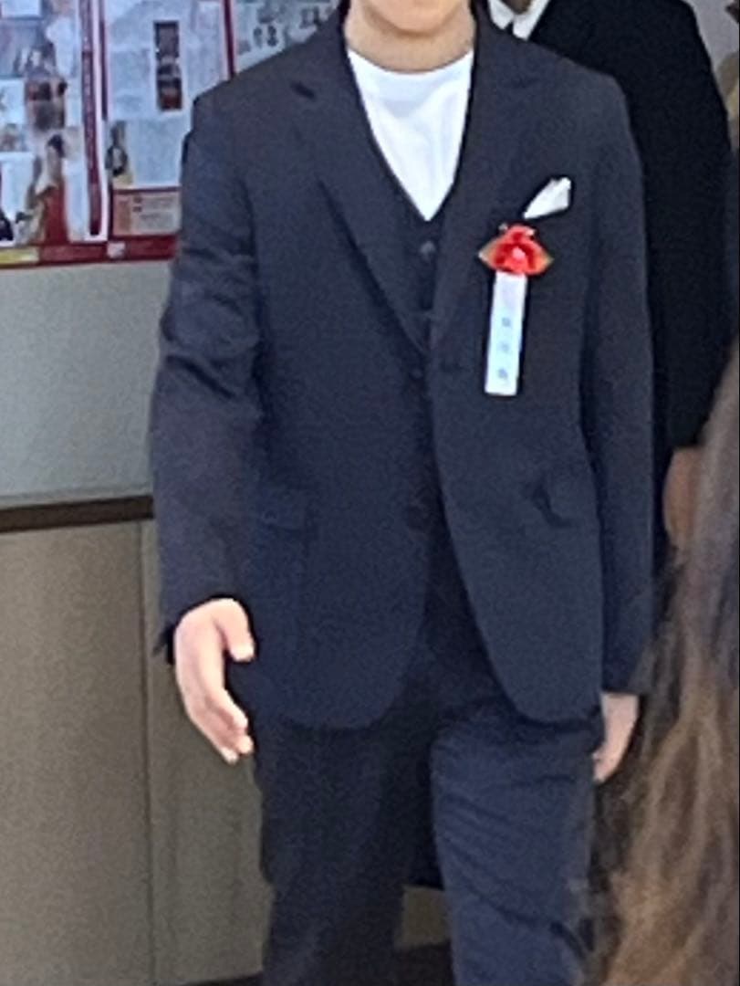 ネイビー スーツ・ベストセット シャツ・ネクタイ付き　卒業式男子　160