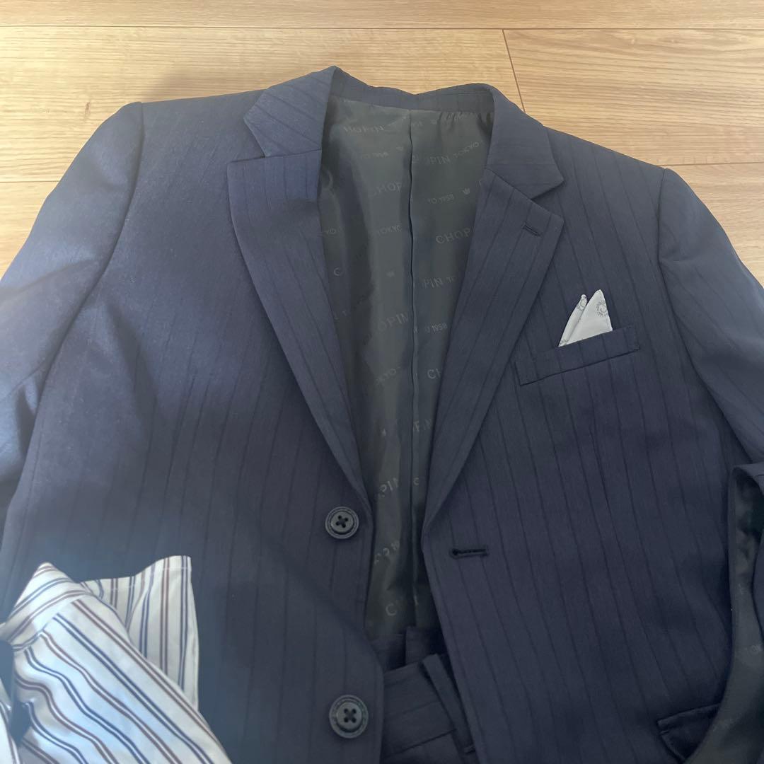 ネイビー スーツ・ベストセット シャツ・ネクタイ付き　卒業式男子　160