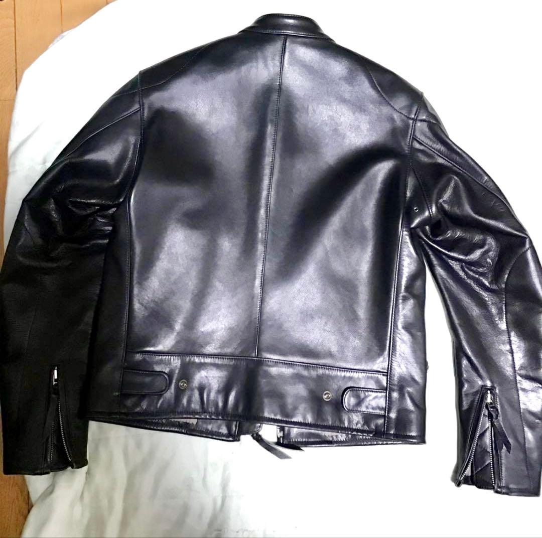 Max Fritz ブラックレザーシングルライダース 48