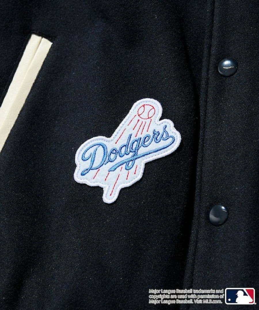 【未使用品・L】MLB◎ドジャース◎スタジャン◎刺繍ワッペン◎ネイビー×ホワイト