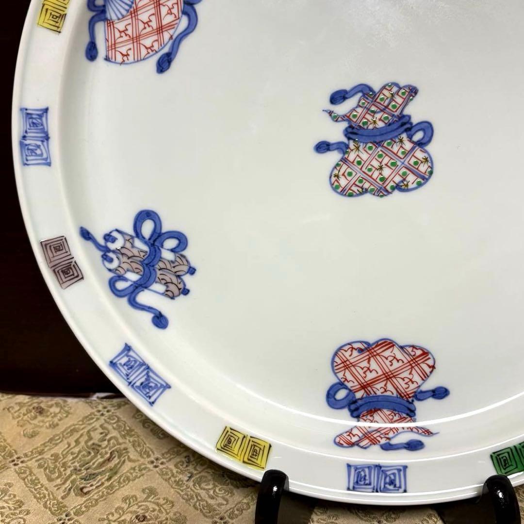 希少✨未使用保管品✨ 有田焼 渓山窯 染錦宝尽くし 11号 大皿 単品✨皿 飾皿