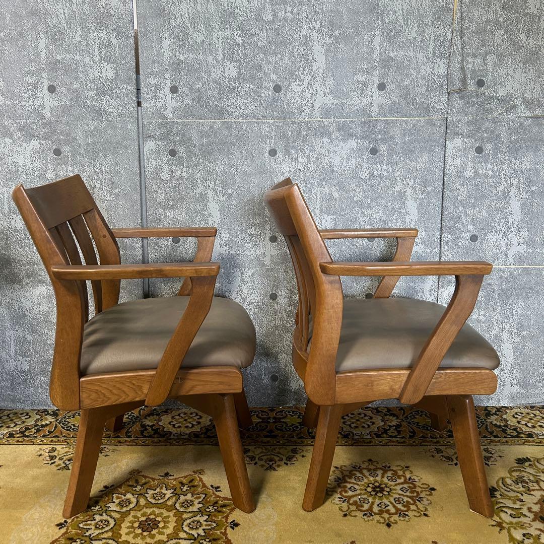 ꧁ダイニチ 大日家具工業꧂回転式ダイニングチェア4脚 アーム 食卓椅子