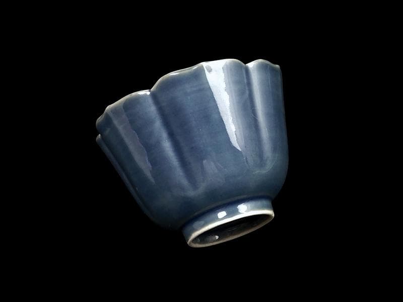 古伊万里　瑠璃　輪花向付　F477AS-DBo