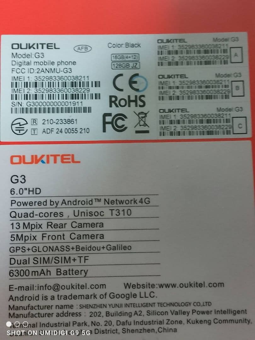 OUKITEL G3 タフネススマホ 128GB 防水防塵 SIMフリー