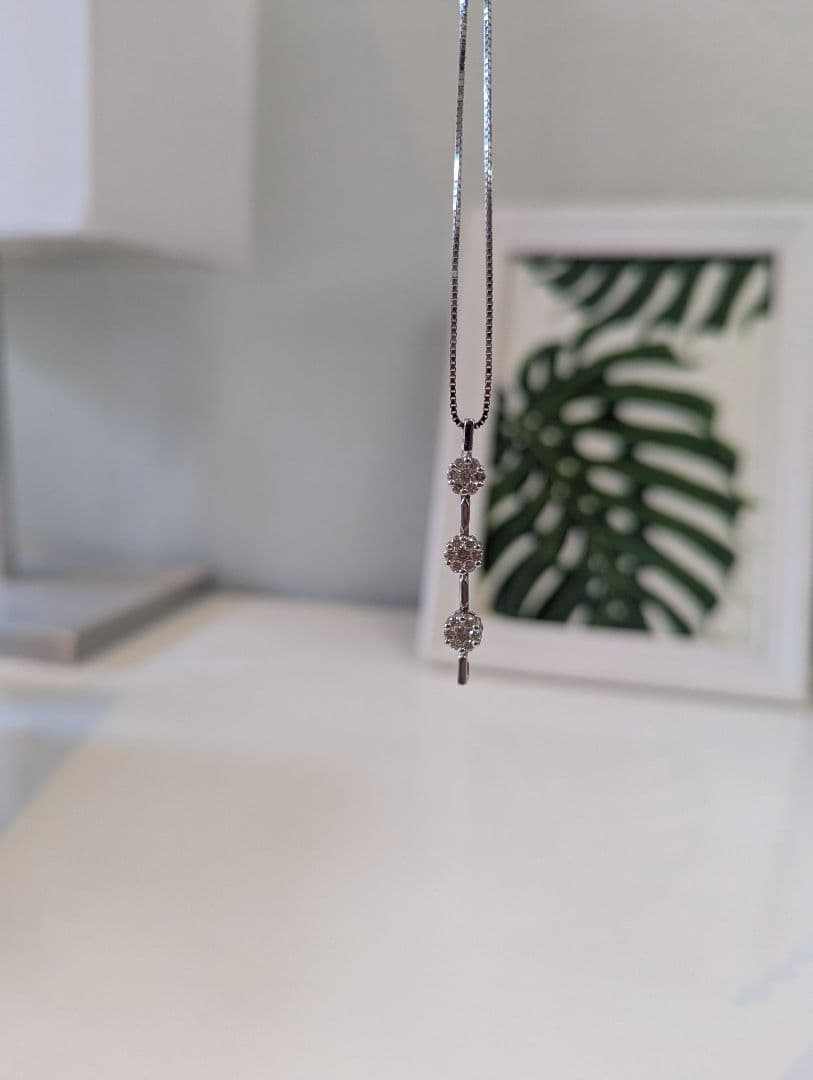 ダイヤモンドネックレス◇K18WG◇0.5◇トリロジー