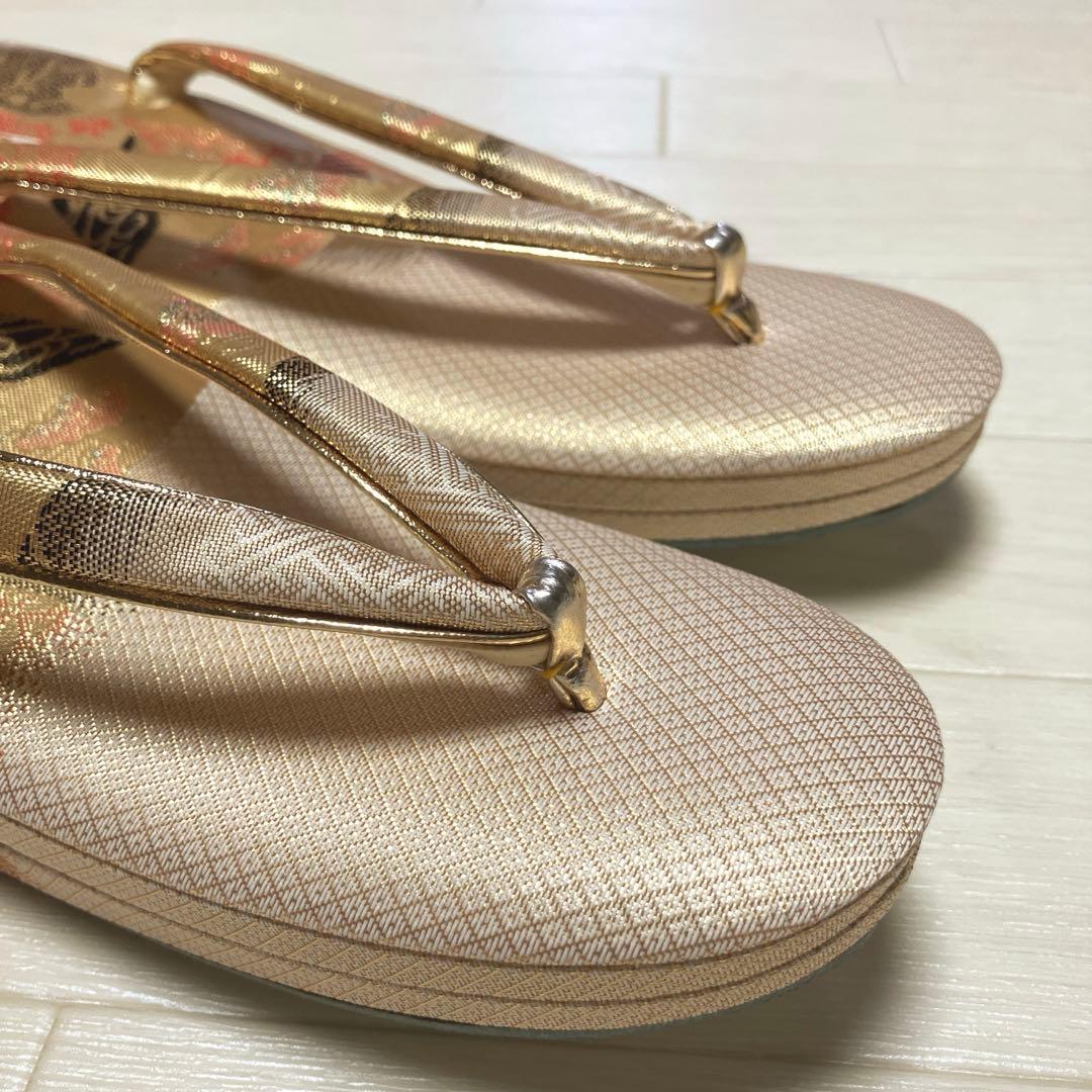 《未使用》佐賀錦　草履バッグセット　ゴールド　Lサイズ