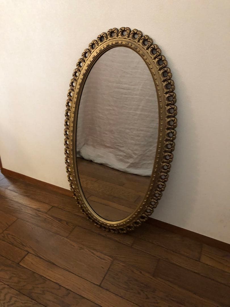 アンティーク オーバル型壁掛けミラー 大型