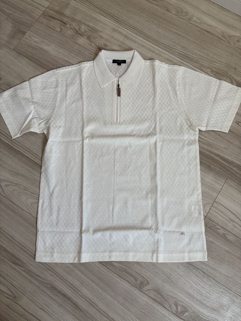 L todBurberryLondon ホワイト ジップアップ ポロシャツ