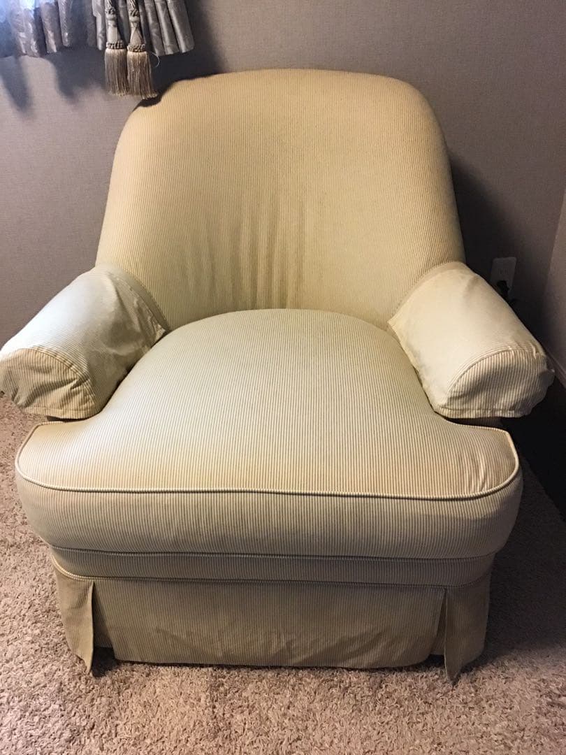 イーサンアレン　1人掛けソファ　ストライプ柄