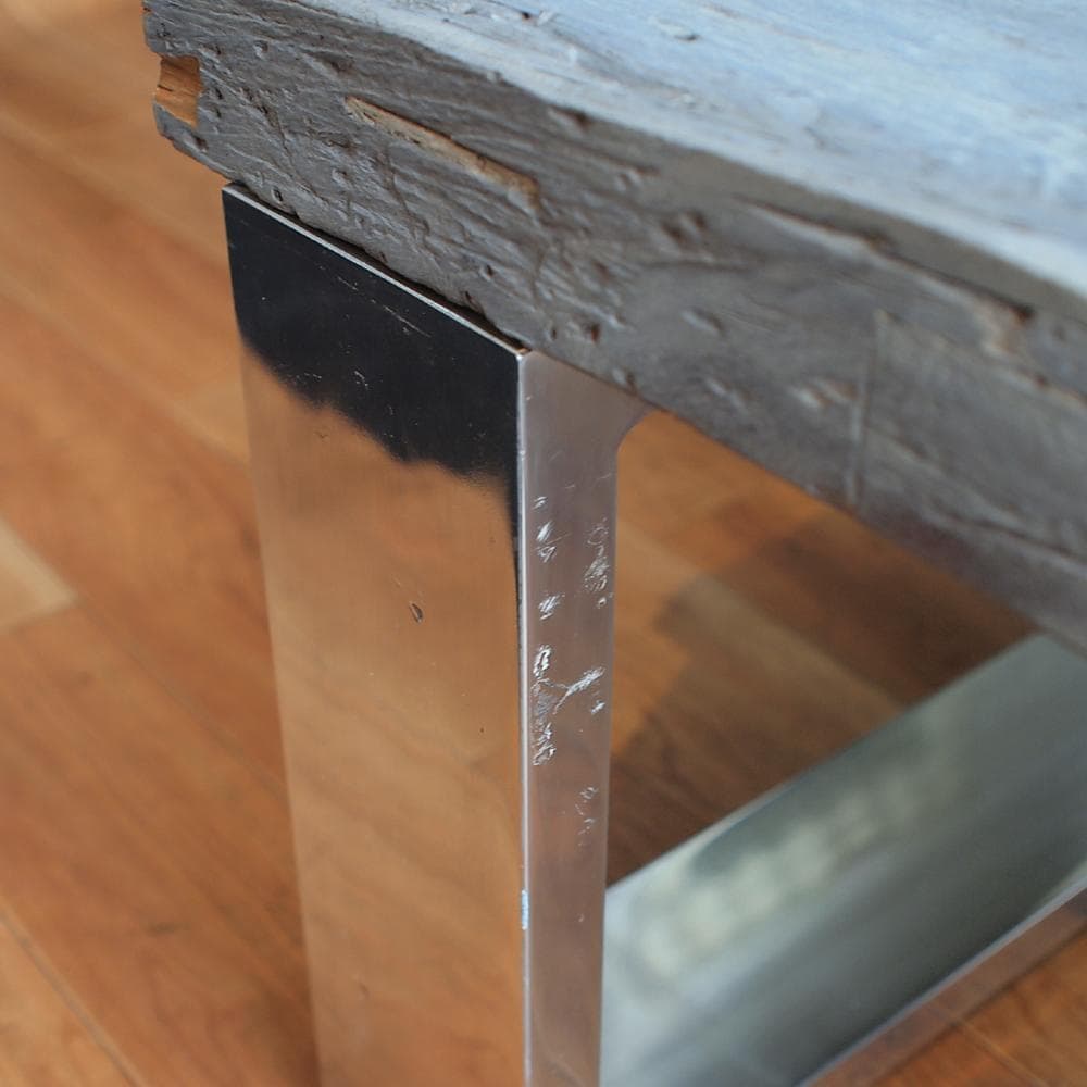 古木天板×クローム脚 センターテーブル 幅140cm スタイリッシュモダン