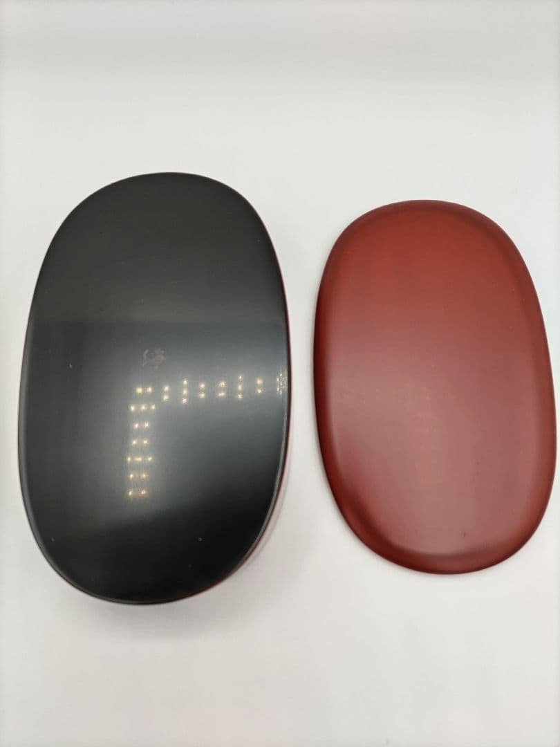 秋田「川連漆器」(かわつらしっき)朱塗一段小判型弁当箱3個セット