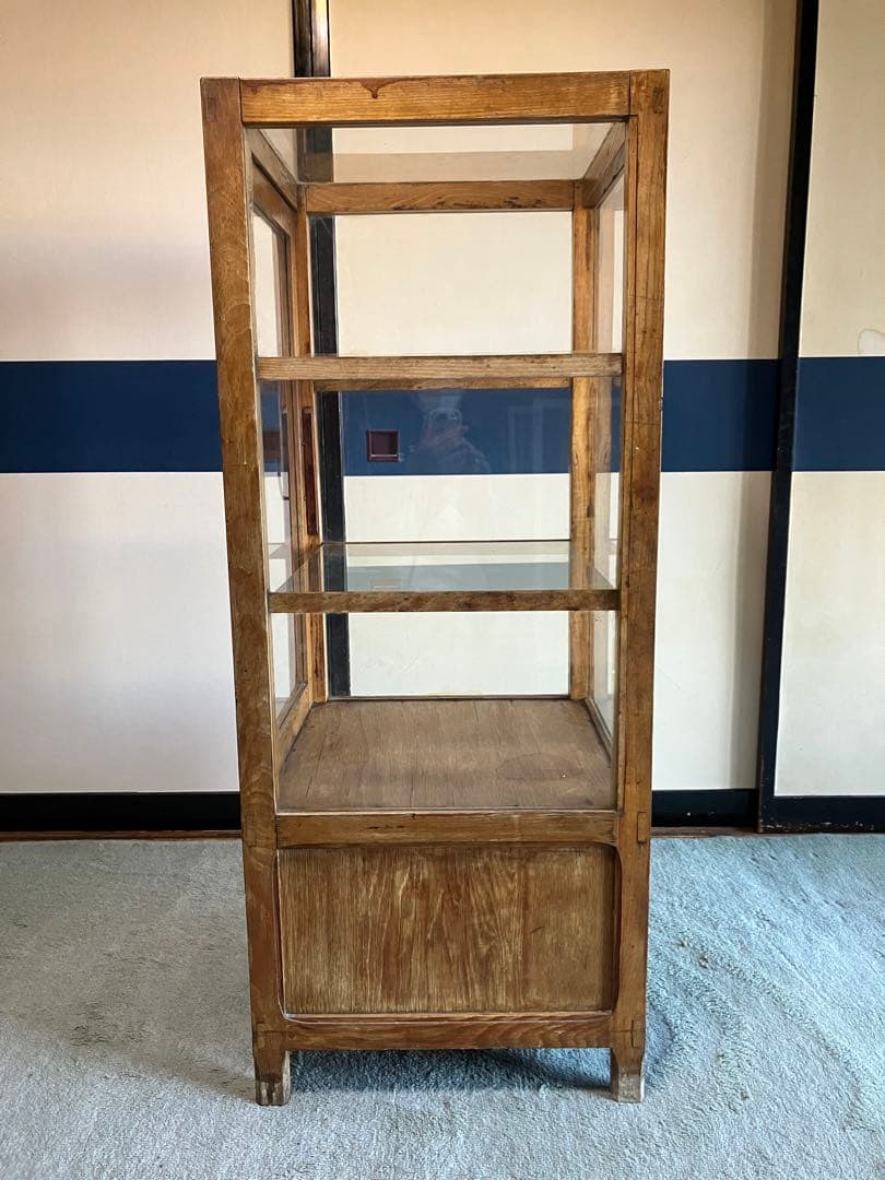 レトロ商品　木製ガラスケース　商品ケース3段