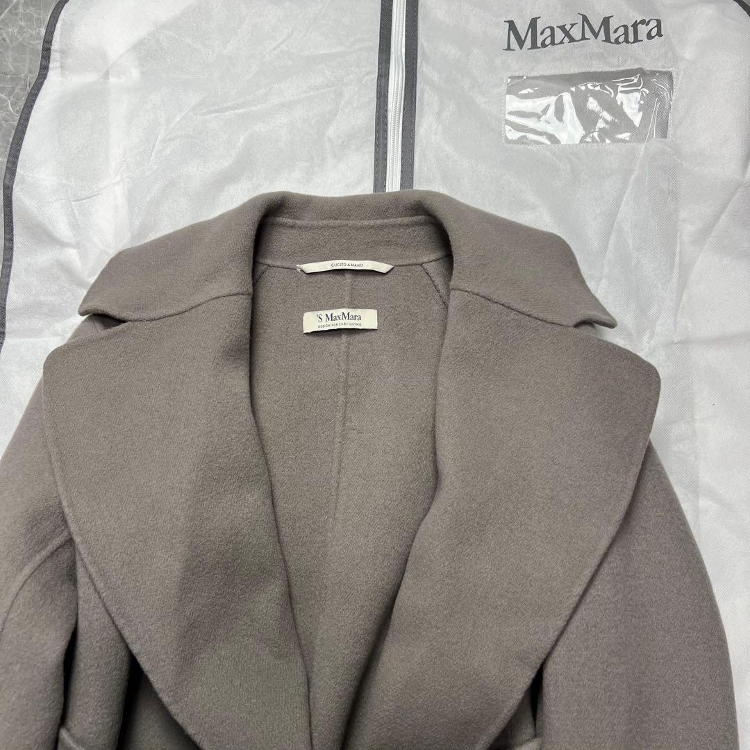 マックスマーラ　ベルテッドコート　クチートアマーノ　ウール　ロング　ベルト　S