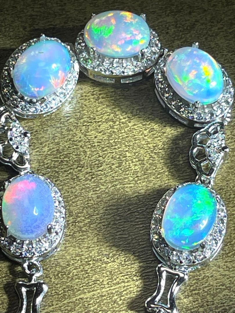 プレシャス　オパール5粒ブレスレットS925（新品未使用）高品質！虹色遊色♡