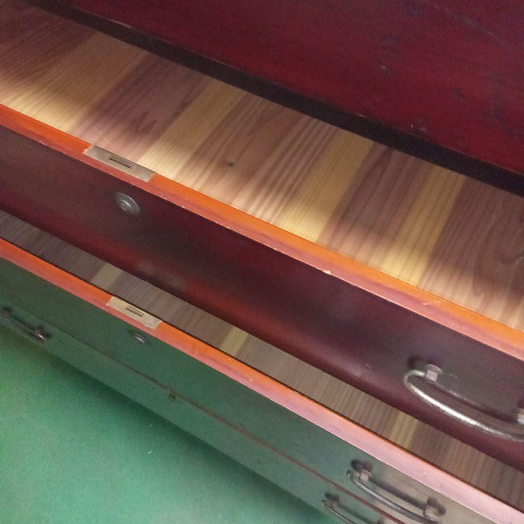 古箪笥　桐タンス　塗タンス　整理タンス　昔ガラス　三段タンス　アンティーク