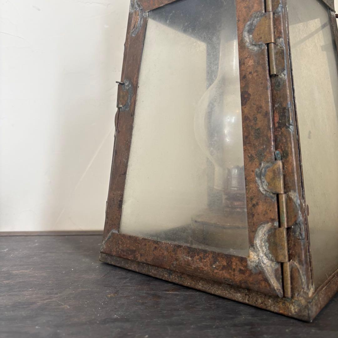 オイルランプ　灯油ランプ　古道具　銅　吊り下　ヴィンテージ