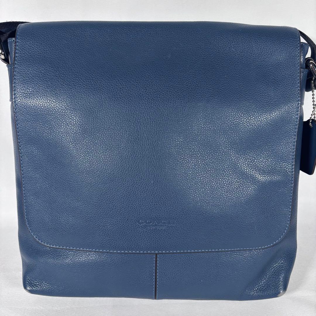 コーチ ショルダーバッグ メッセンジャーバッグ 斜め掛け レザー ブルー