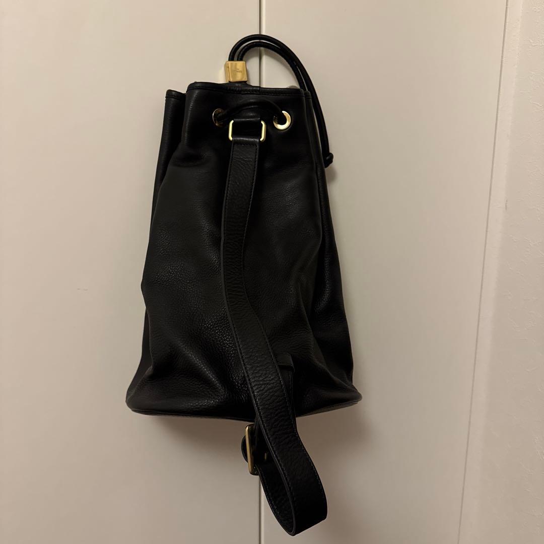 【yuumee】S.MANO 巾着バッグ ブラック レザー