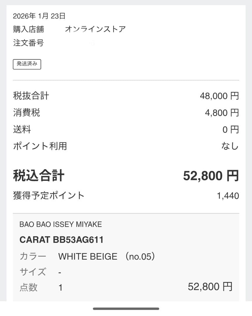 s*e様 BAO BAO ISSEY MIYAKE CARAT　　WHITE B