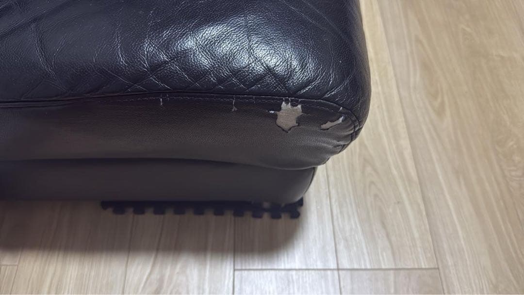 3人掛けソファ ブラック 合皮キッズOK