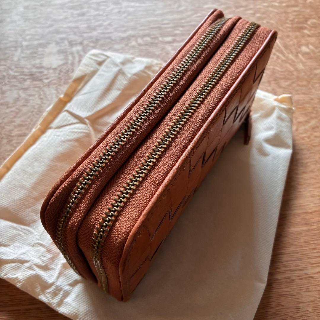 ブラウンレザー ダブルファスナー長財布