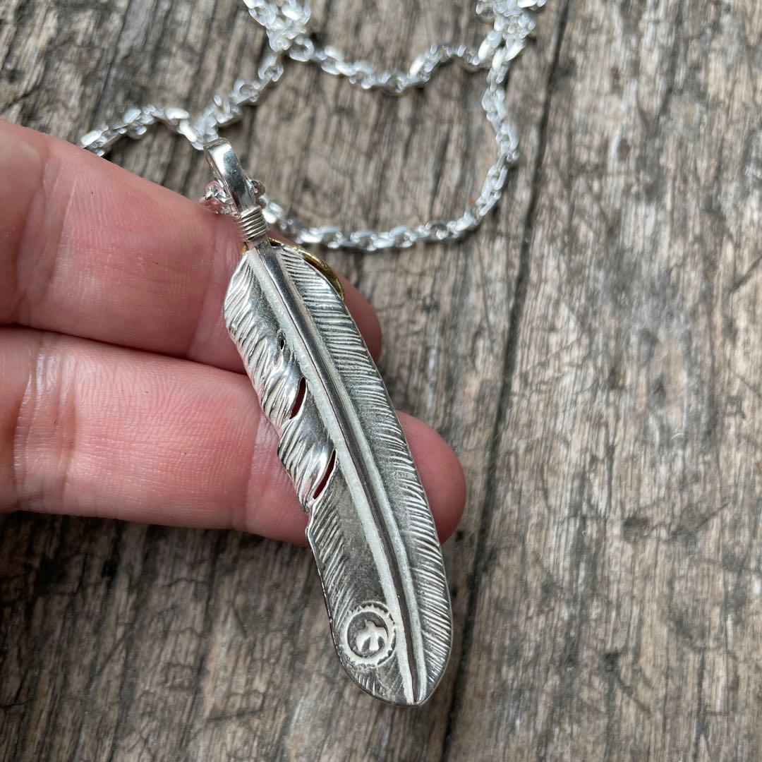 上金 左 フェザー ネックレス トップ ハート ハンドメイド ノーブランド