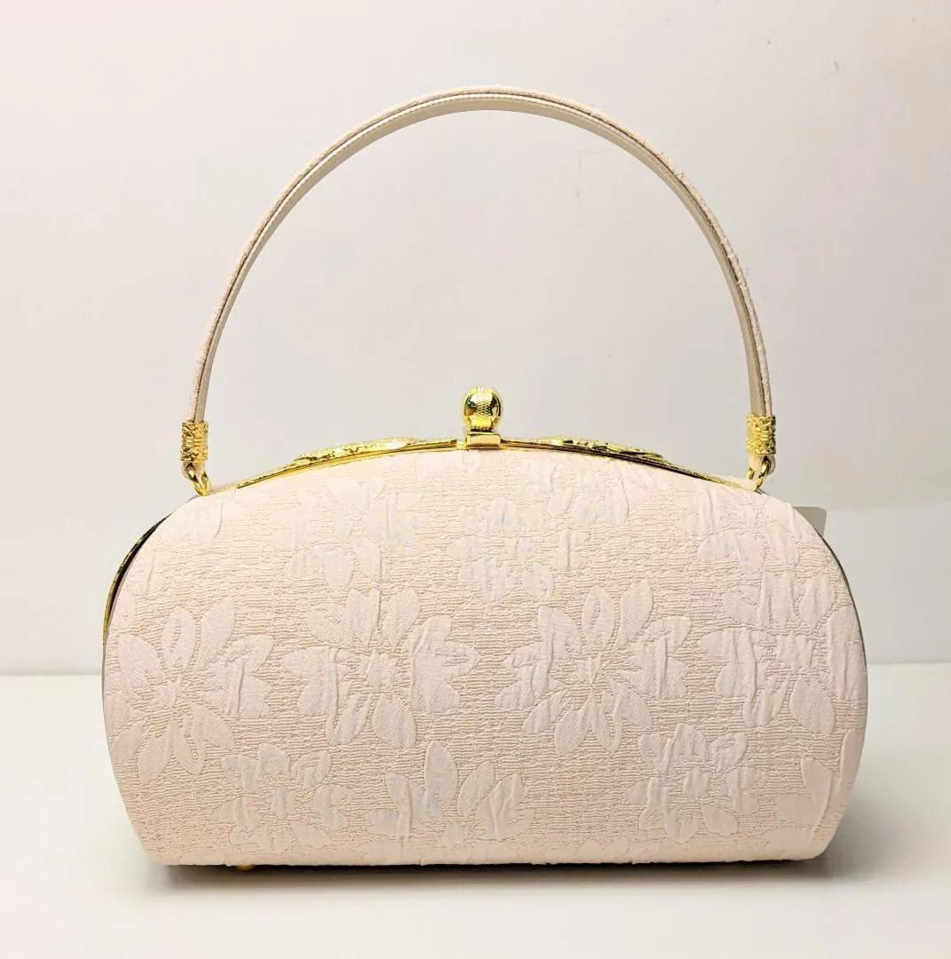 ふくれ織 草履 バッグ セット ベージュ ゴールド フリーサイズ u33-3