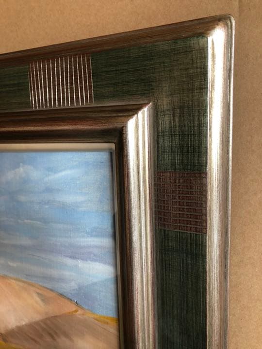 F8 額縁 油絵 ゴールド グリーン 絵画 アンティーク