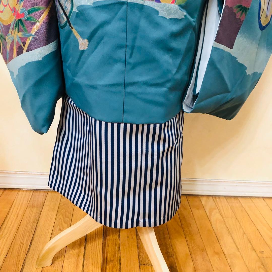 七五三五歳フルセット‼️人気青系兜金彩煌びやか⭐︎袴縞スタイルアップ⭐︎秀品