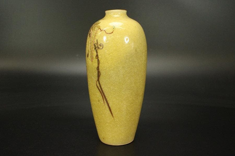 古い 薩摩 金彩 藤絵 花入(ZE717)