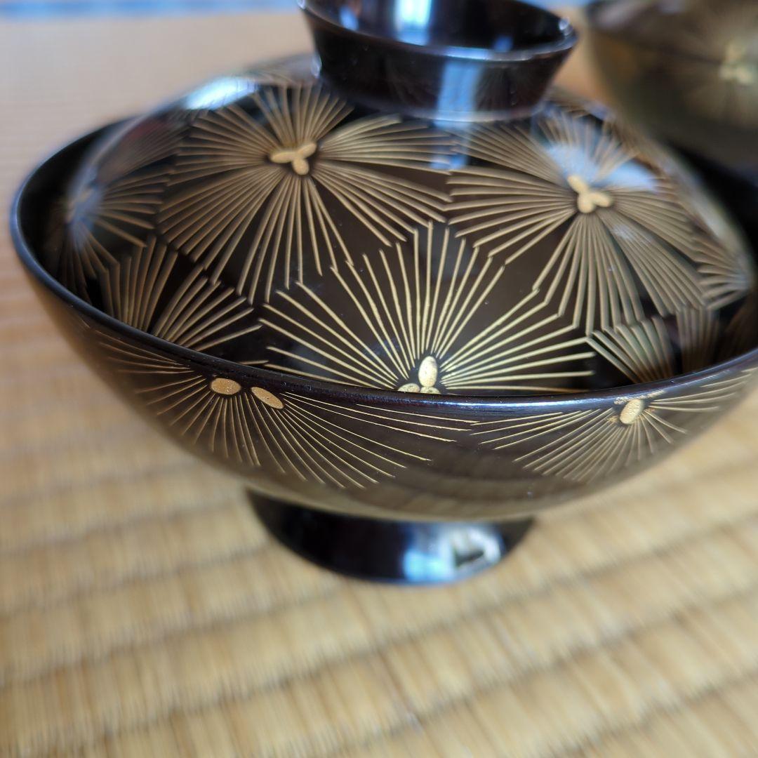 特撰　輪島塗　沈金付き吸物椀　10点