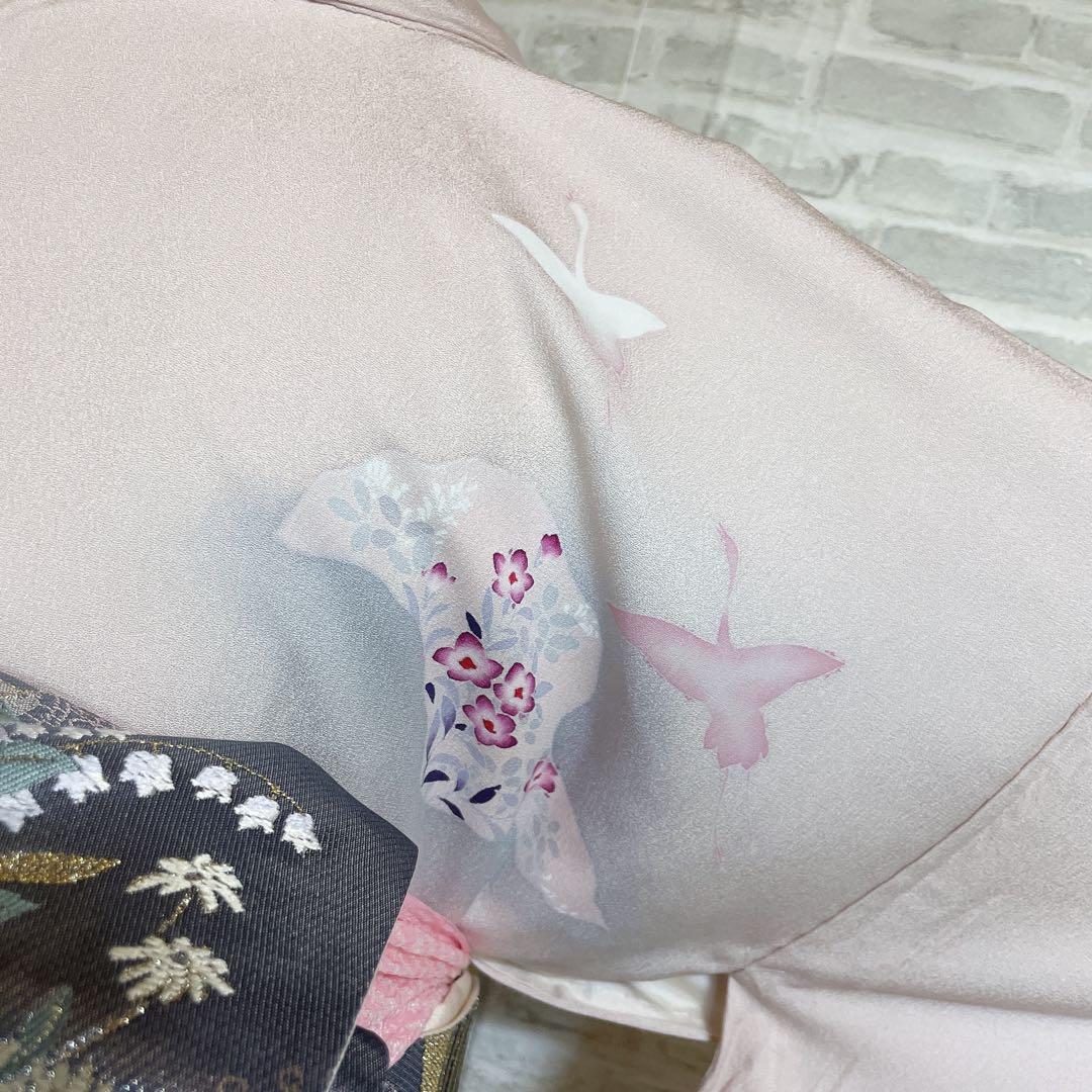 訪問着　フルセット　道長取り　飛び立つ鶴　金彩加工　入学式　卒業式　着物　I3