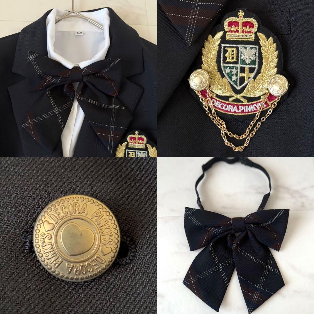 【極美品】デコラピンキーズ キッズフォーマル 160B 5点セット 卒業式 紺