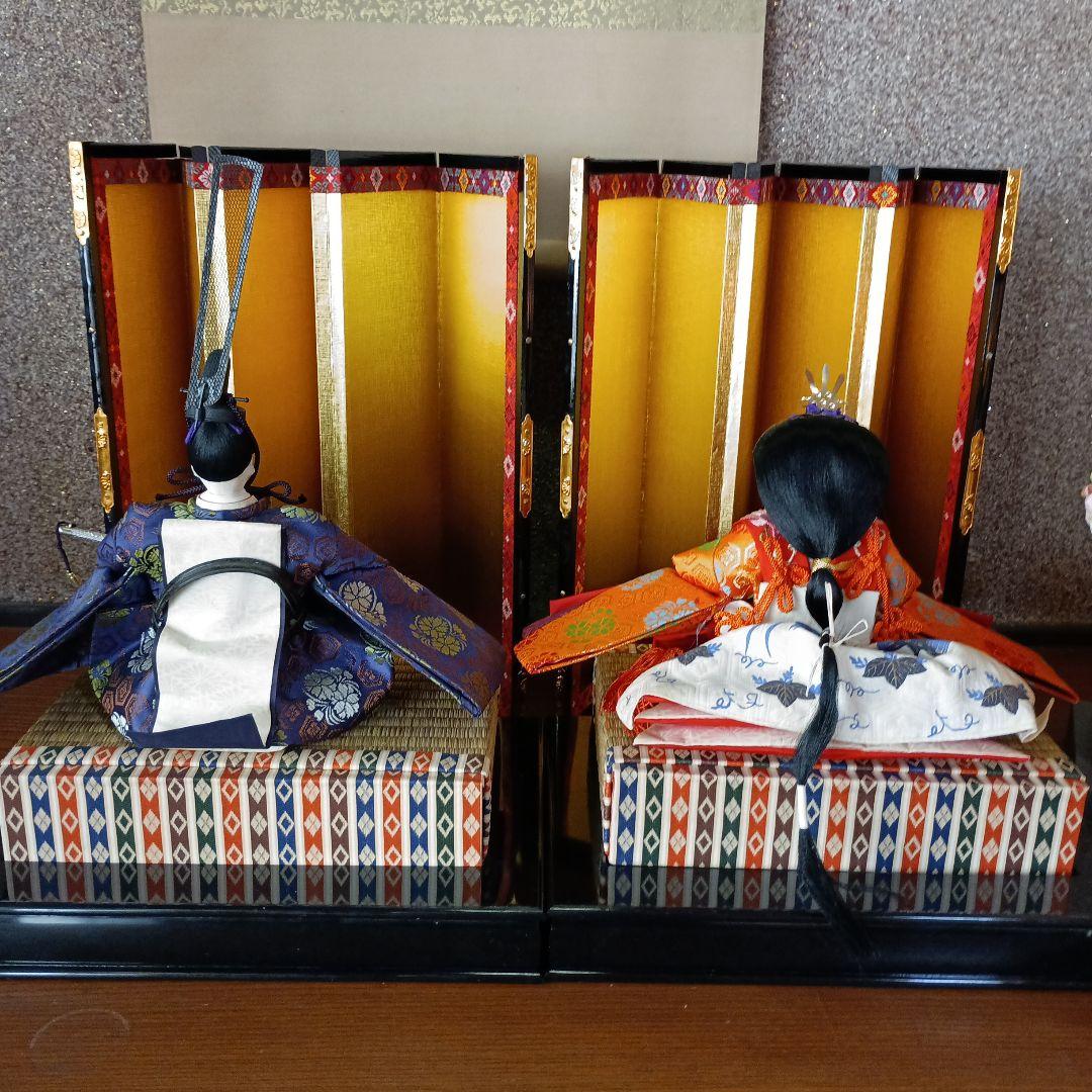 雛人形　京都島津　お雛様　親王飾り　 ぼんぼり付き　造花付き　台座付き