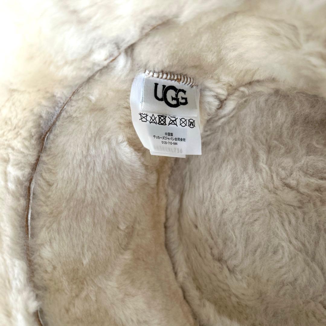 美品★UGG　ムートンハット帽子アグ　バケハ　シープスキンチェスナット