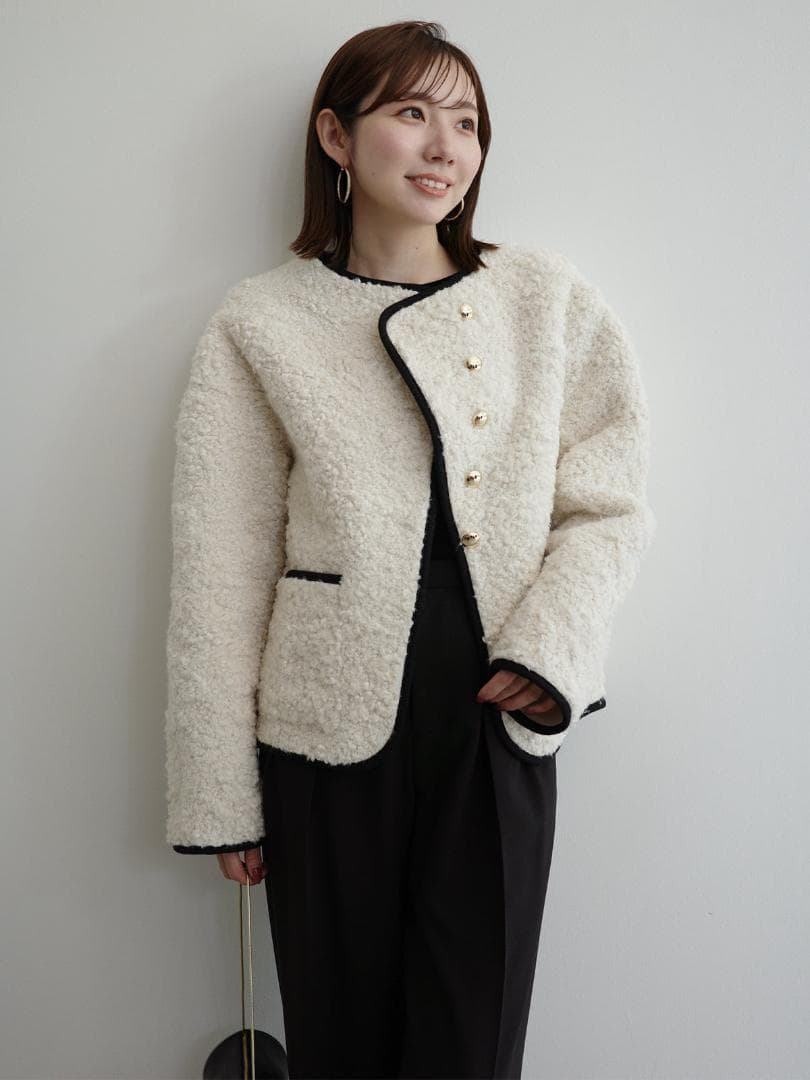 1 即日発送 新品 anuans ECOPELパイピングボアジャケット IVO