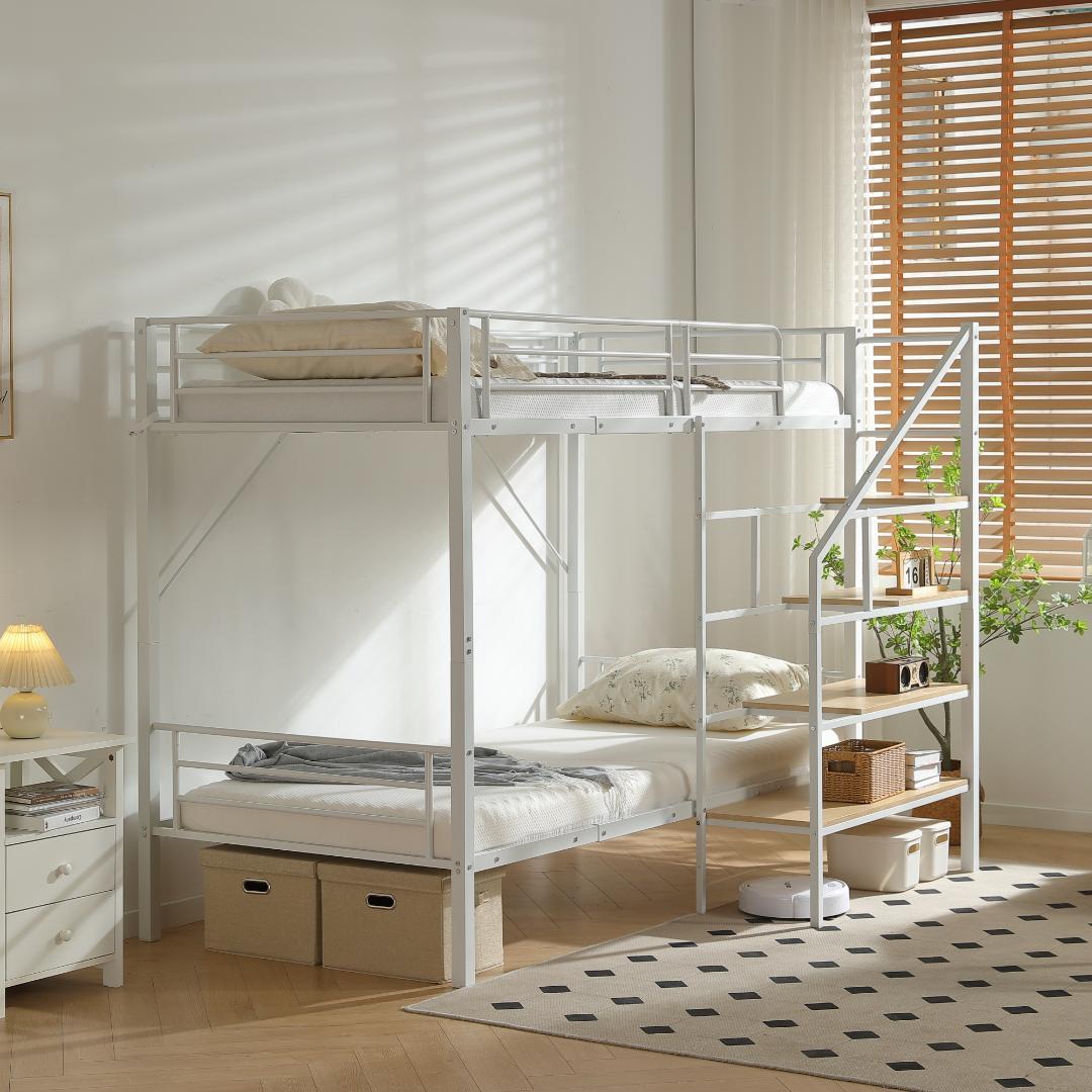 新作❣ロフトベッド シングルベッド パイプ 耐震 頑丈フレーム 学生寮 社員寮