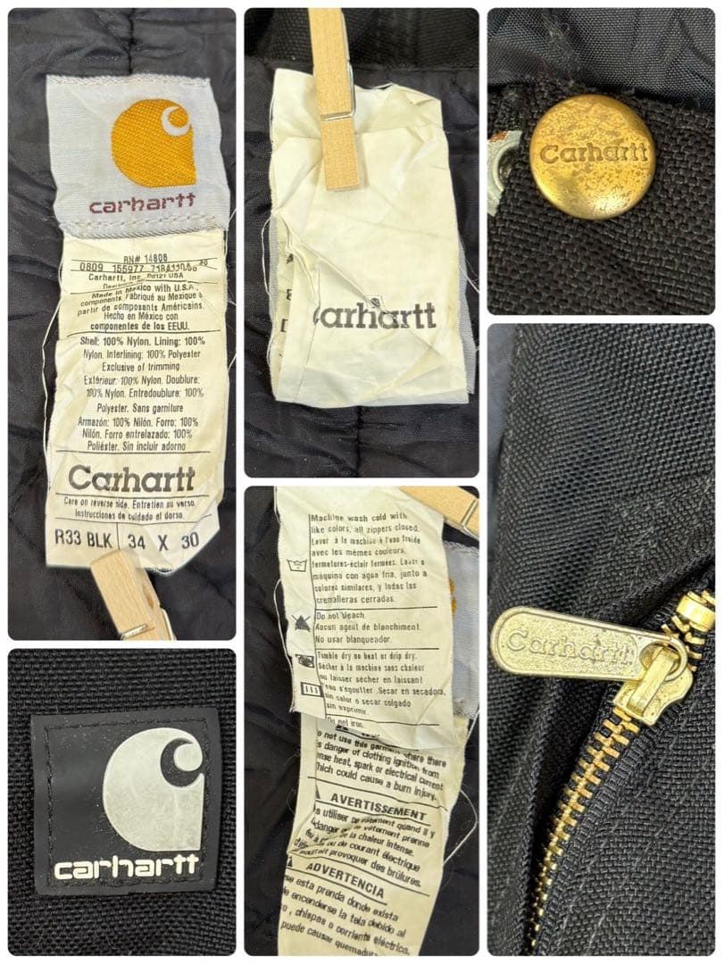 Carhartt カーハート 中綿 つなぎ ビブオーバーオール ブラック S51