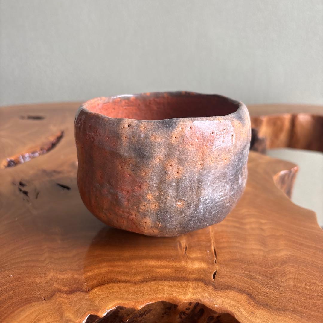 赤楽茶碗 吉村楽入造 楽入窯 楽焼 抹茶碗 茶道具 共箱(140)