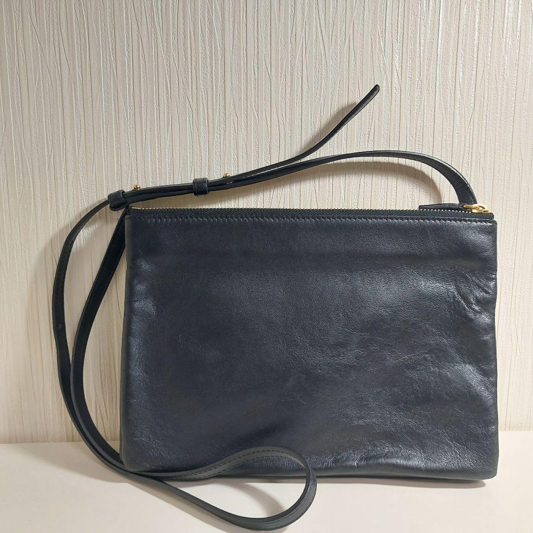 セリーヌ トリオ ラージ ショルダーバッグ レザー ブラック 17145