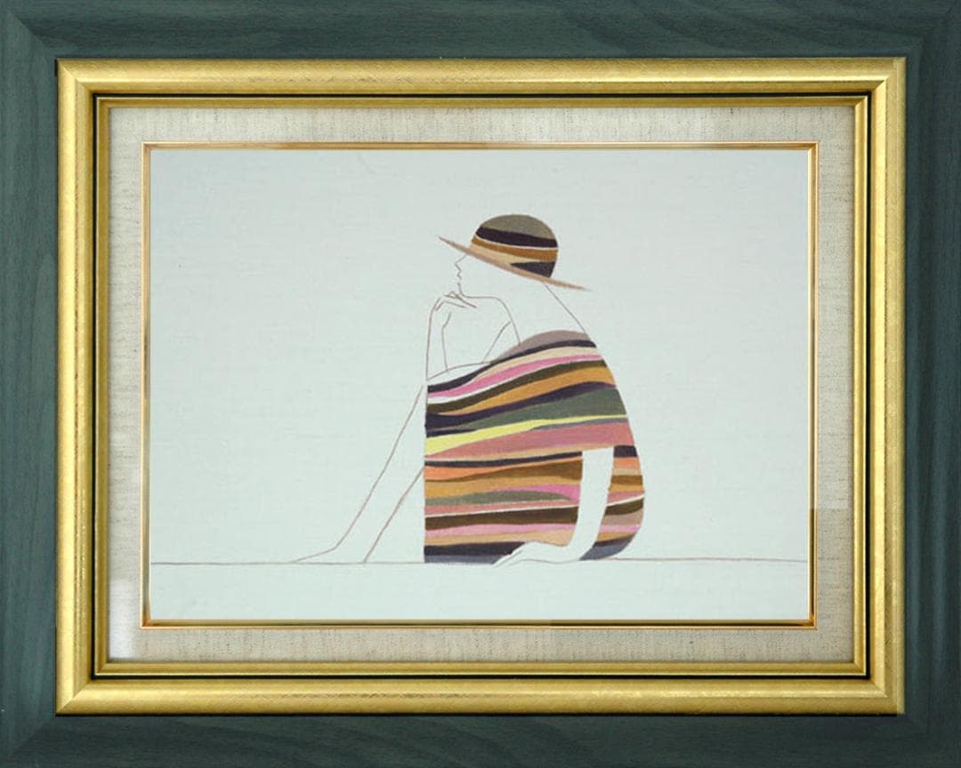 油絵 菅家令子 絵 絵画 インテリア 額付(黒) F3-041214 人物 女性