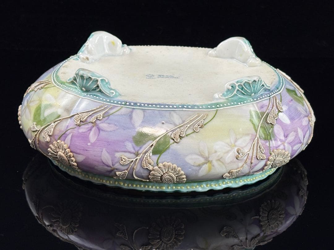 明治時期 オールドノリタケ 盛り上げ花紋 香炉 R7112335