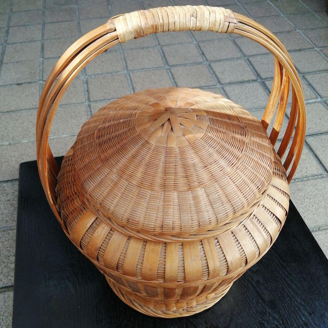 竹籠　丸型手提げ籠　35cm