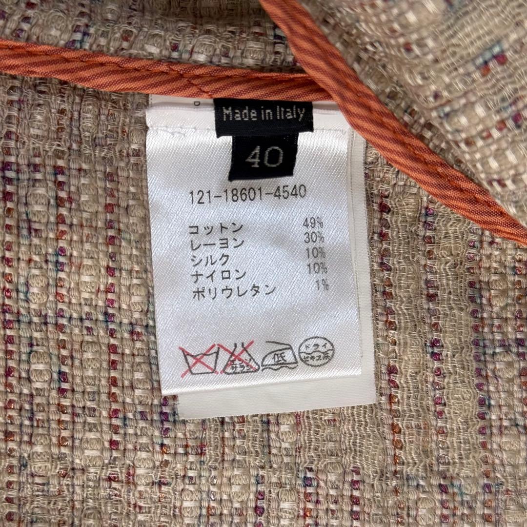 ETRO✨エトロ✨シルク混ノーカラージャケット　ツイード　イタリア製　Mサイズ