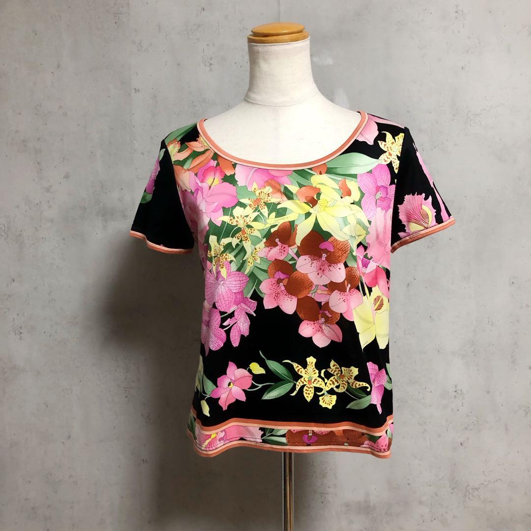 美品　LEONARD レオナール 花柄 総柄 トップス カットソー M