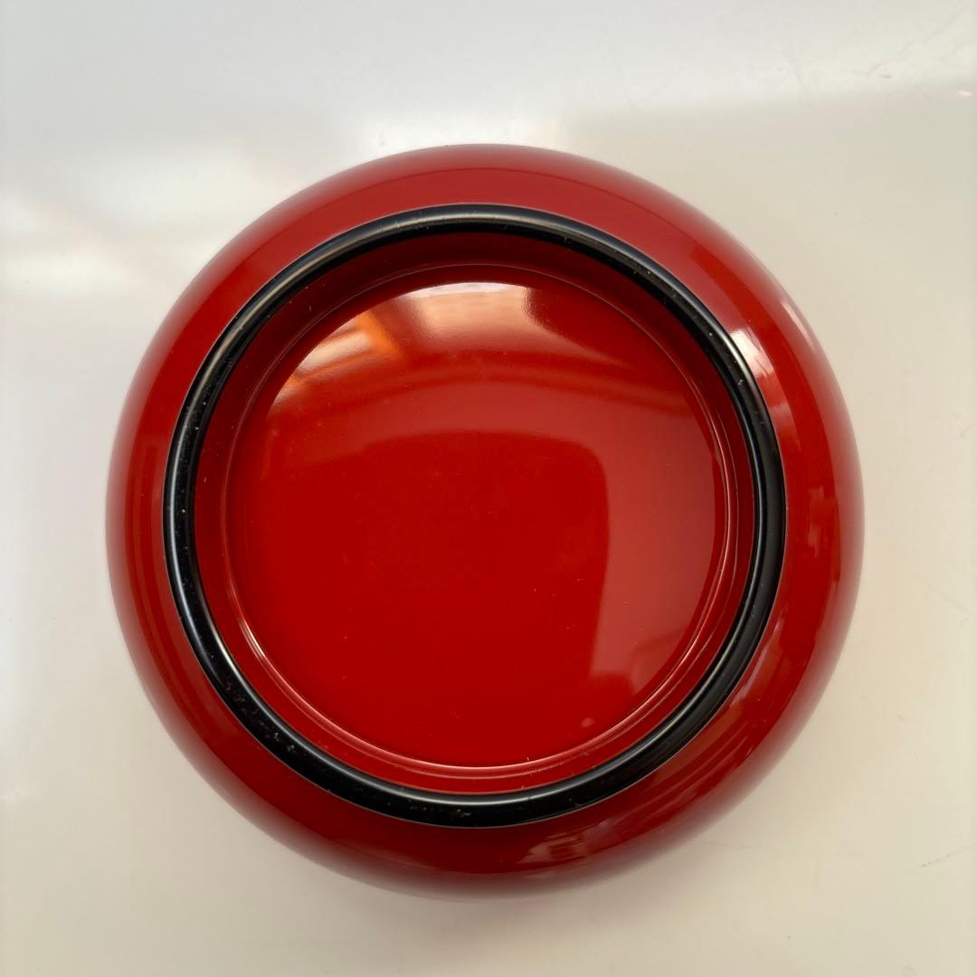 ✴︎昭和レトロ ・天然木加工 山中塗り 朱塗 光吉謹製 松葉 ・蓋付き10客✴︎