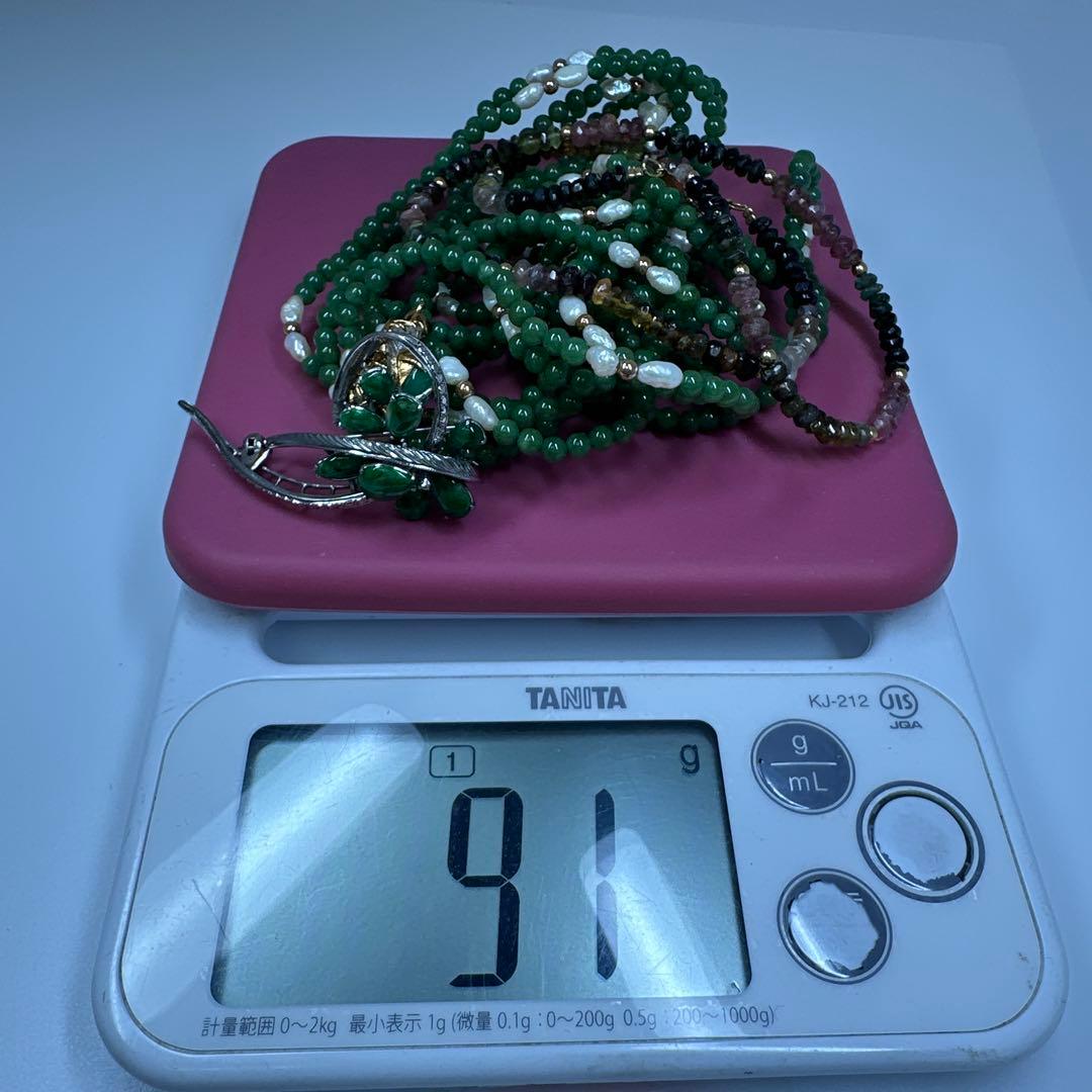本翡翠　ネックレス　アクセサリー91g 東さ7-0417ア㉝
